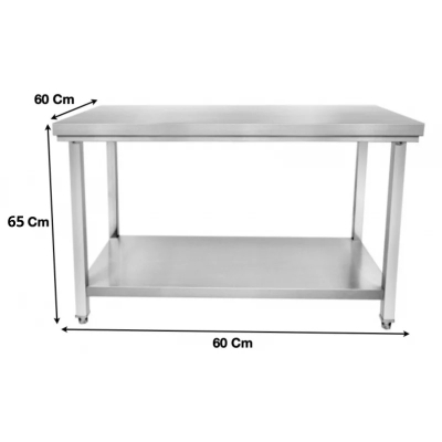 Table de travail en inox P600 mm hauteur 650 mm